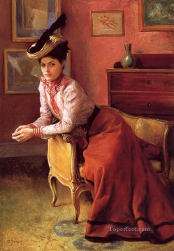  Leblanc Oil Painting - Elegante Au Sofa women Julius LeBlanc Stewart
